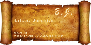 Balázs Jeremiás névjegykártya